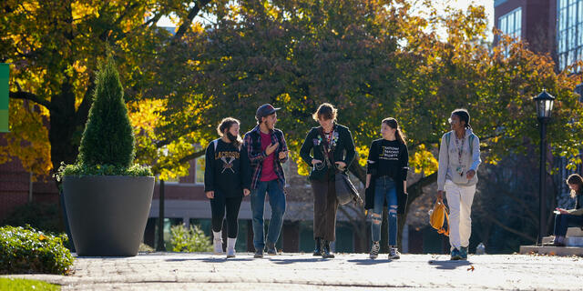 students walking on campus