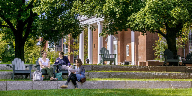 students studying in memorial plaza